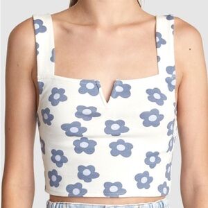 RVCA Pleasure Cropped Floral Square Neck Top